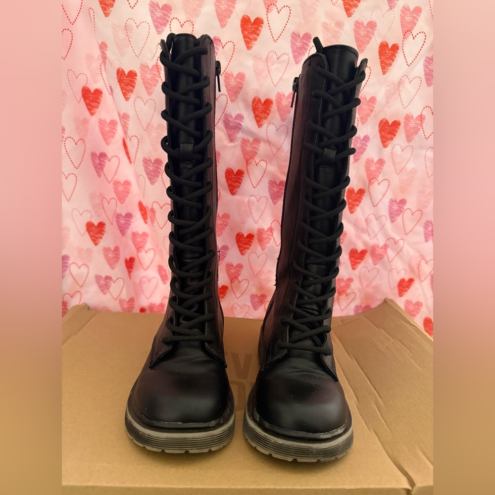 Steve Madden Black Lace-Up Combat Boots